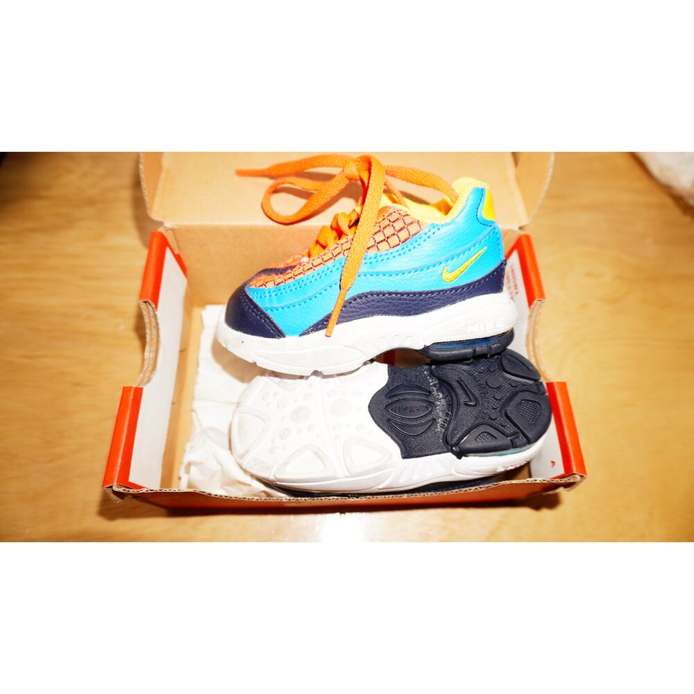 Nike Air Max 95 Toddler Size 4C Bright Crimson Amarillo Blue Kids Shoes - Picture 4 of 16